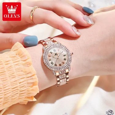 OLEVS 9943 Original Diamond Watch for Women Luxury Elegant Stainless steel Waterproof Quartz Wristwatch Fashion Ladies' Watches 3