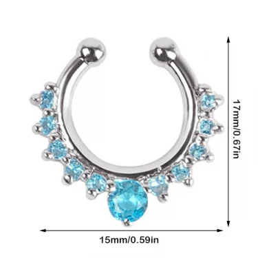 1pc Fake Piercing Nose Ring Crystal Clip On Nose Piercing Hoop Septum Stainless Steel Non Pierced Body Jewelry 4