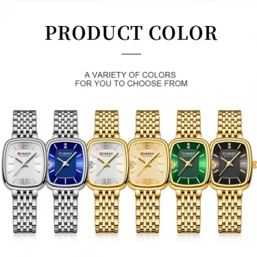 CURREN 9093 Elegant Women Quartz Watch Fashion Square Dial Business Stainless Steel Waterproof Simple Ladies Casual Watches 6