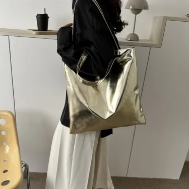 Chic Colorful Shiny Handbag Women Underarm Bag Simple Pu Leather Totes Bags Women Shopping Party Shoulder Bag Y2k Girls Clutch 3