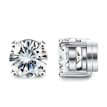 1 Pairs Crystal Strong Magnetic Ear Stud Clip Earrings for Men Women Punk Round Zircon Magnet Earrings Non Piercing Jewelry 6