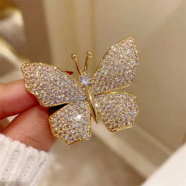Rhinestone Butterfly Brooches for Women Silver Color Luxury Design High Grade Insect Lapel Pins Female Coat Corsage Wedding Gift 2