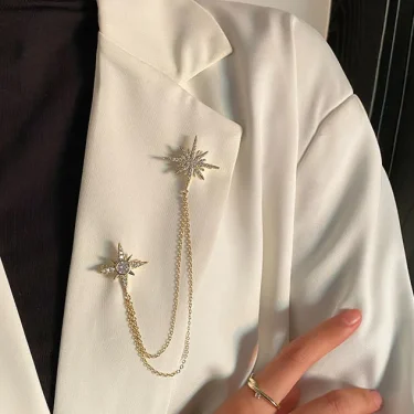 SKEDS Women Men Star Chain Brooches Pins Fashion Vintage Metal Rhinestone Jewelry Pendant Women's Men's Party Brooch Gift 6