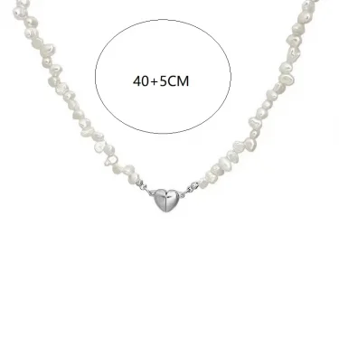 Korean Fashion Pearl Chain Choker Necklace for Women Girls 2025 Trend Jewelry Heart Pendant Necklace Bridal Engagement 6