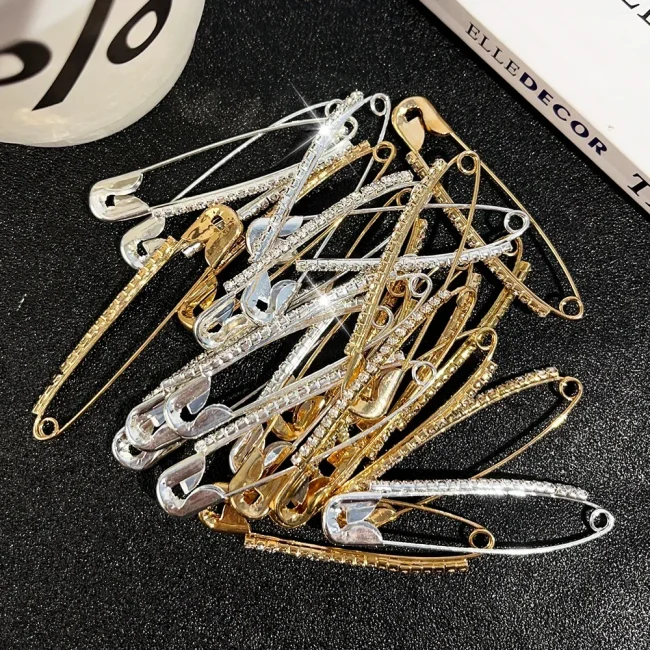 12pcs Rhinestone Safety Pins Brooches Sweater Shawl Clips Faux Crystal Brooches Shiny Brooch Pins for Skirts Sweater Scarf 4