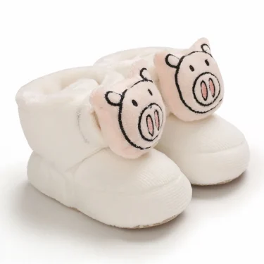 Winter baby shoes 0-18M thick and plush warm cotton shoes for boys and girl cute soft and non slip walking shoes 2