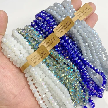 4x6mm 5x8mm Faceted Rondelle Plated Bead Loose Crystal Glass Beads Transparent Austrian Glass Bead for Jewelry Making Needlework 5
