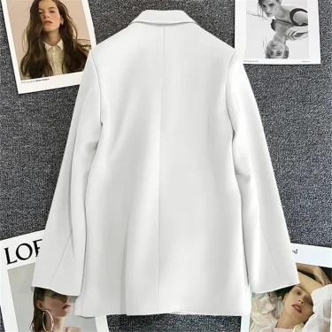 Office Lady Elegant Single Button Blazer For Women 2023 Autumn Long Sleeve Slim Stylish Jackets Winter Casual Chic Tops Coats 6