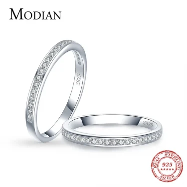 Modian Classic Simple 100% 925 Sterling Silver Charm AAA Zirconia Finger Rings for Women Wedding Engagement Statement Jewelry 1
