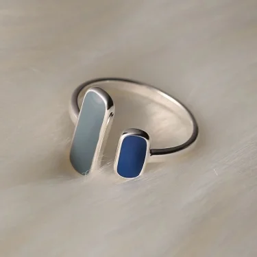 PANJBJ 925 Sterling Silve Drop Glaze Ring for Women Girl Party Gift Adjustable Ins Geometry Jewelry Dropshipping Wholesale 1