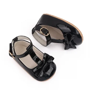 Meckior New Baby Girls Shoes Princess Choreography Cute Bow PU Anti-slip Soft Rubber Bottom First Walker Toddler Crib Shoes 6