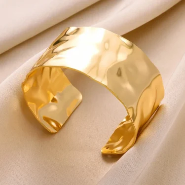Classic Wrinkle Texture Openning Bangle Bracelet For Women Exquisite Cuff Bracelet Stainless Steel Hand Ornament Punk Jewelry 3