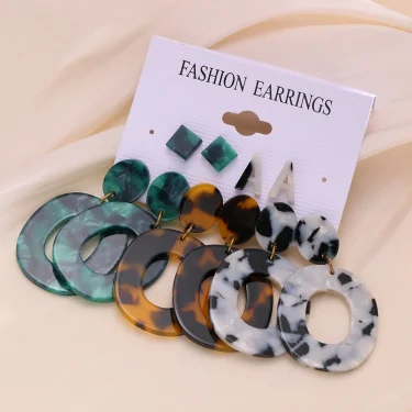 Leopard Earrings Set for Women Boho Vintage Creative Geometric Drop Earrings European and American Trendy Fashion Jewelry Gifts 2