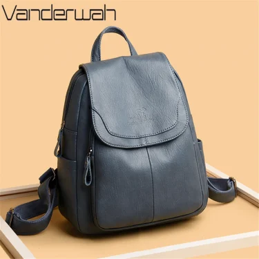 Women Large Capacity Backpack Purses High Quality Leather Female Vintage Bag School Bags Travel Bagpack Ladies Bookbag Rucksack 1