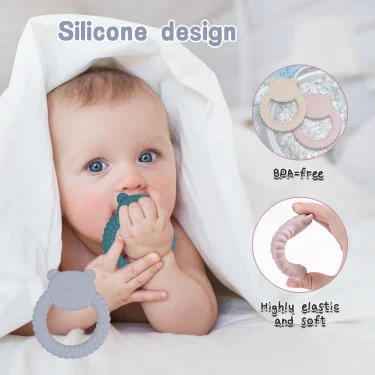 1Pcs Baby Teether Silicone Toy BPA Free Cartoon Bear Nursing Teething Gifts Baby Health Molar Chewing Newborn Accessories Toy 5