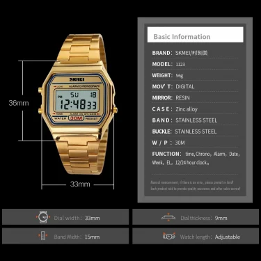 Skmei Top Brand Luxury Stainless Steel Chrono Sport Watches Men Back Light Display Digital Wristwatch 3Bar Waterproof Reloj Hom 6