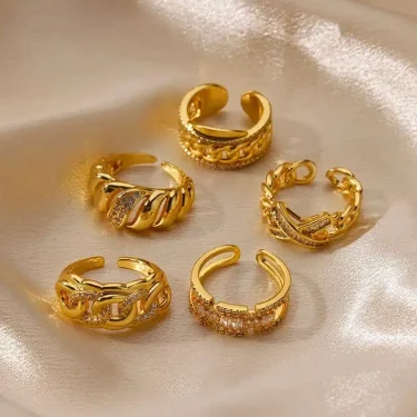 Fashion Zircon Heart Rings for Women Stainless Steel Gold Color Adjustable Wedding Couple Ring Aesthetic Jewelry bague femme 4