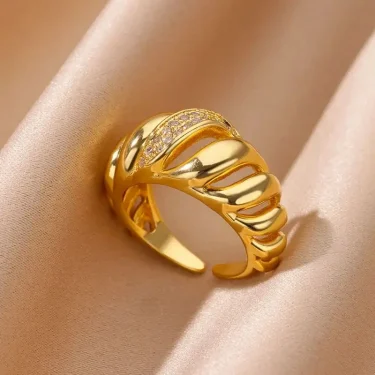 Fashion Zircon Heart Rings for Women Stainless Steel Gold Color Adjustable Wedding Couple Ring Aesthetic Jewelry bague femme 3