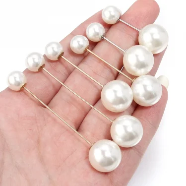 10Pcs/Lot Imitation Double Pearl Brooches Beige Color Fixing Clothes Pin Sweater Dress Safety Pins Diy Women Trendy Jewelry 5