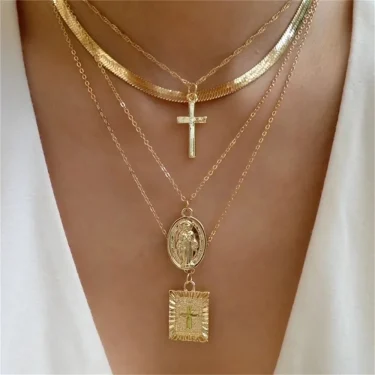 Bls-miracle Boho Fashion Gold Color Heart-Shaped Necklace For Women Trendy Multi-Layer Pendant Necklaces Set Jewelry Gifts 1