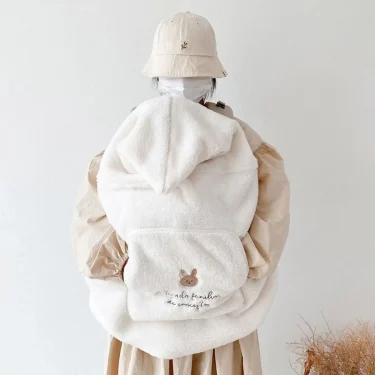 Baby Stroller Windproof Blanket Newborn Swaddle Wrap Coral Fleece Cover Bear Bunny Winter Out Blankets Infant Sleeping Bag Quilt 4