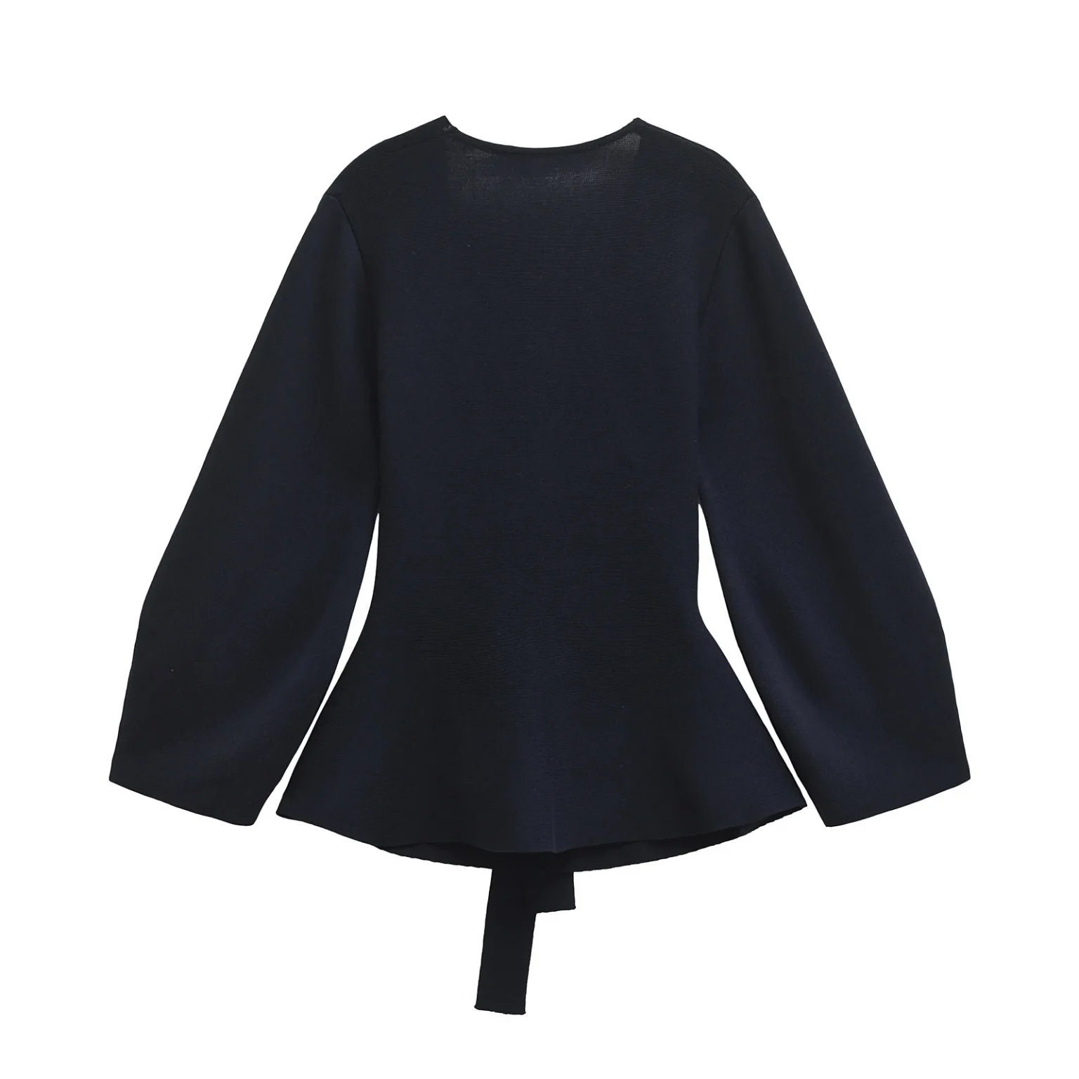 TRAF 2025 Women Fashion Shoulder Pad Belt Knit Blazer Women Retro V-neck Long Sleeve Versatile Female Coat 9598/128 3