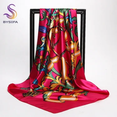 [BYSIFA] China Style Blue White Silk Scarf Cape 2017 New Design Ladies Muslim Head Scarf Printed Fashion Accessories Satin Scarf 3