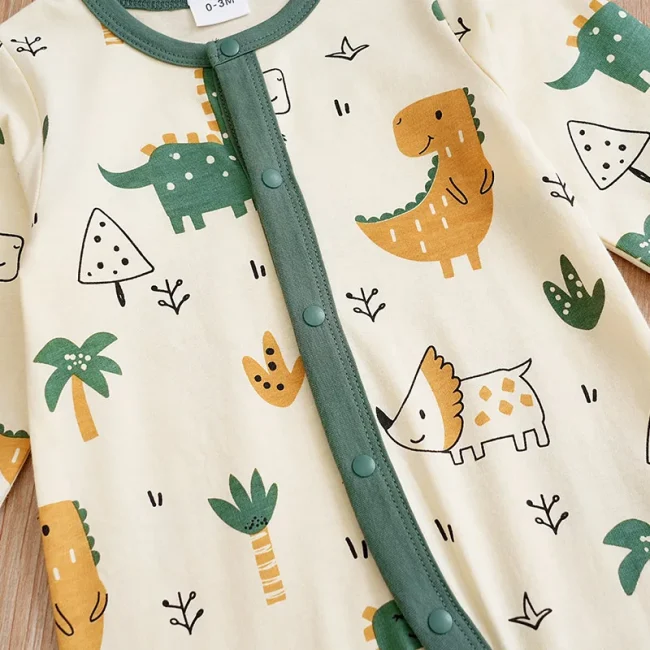 Newborn Clothes Cute Cartoon Dinosaur Cotton Comfortable And Soft 0-18 Boys And Girls Spring And AutumnLong SleevedBaby Jumpsuit 4