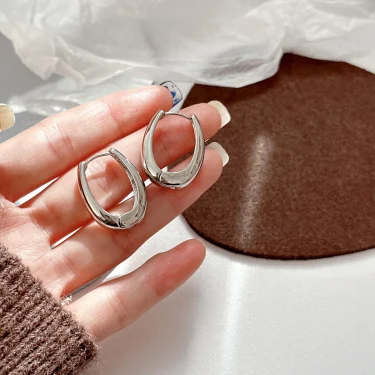 Fashion Metal Drop Earrings for Woman Vintage Stainless Steel Hoop Earring 2024 Trend Classic Party Wedding Pendant Jewelry Gift 4