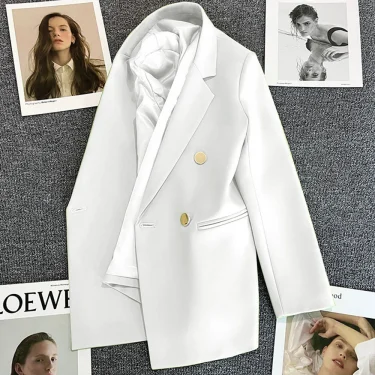 Office Lady Elegant Single Button Blazer For Women 2023 Autumn Long Sleeve Slim Stylish Jackets Winter Casual Chic Tops Coats 5