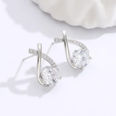 Fashion Cross Stud Earrings For Women Girls Korean Style Elegant Crystal Jewelry Ear Rings Fishtail Lady Earrings Gifts 5