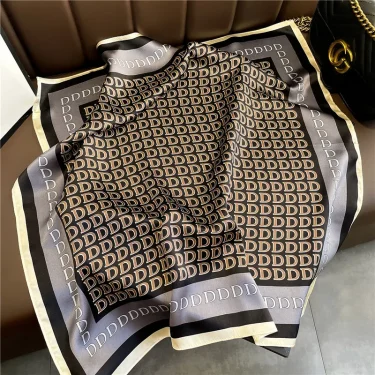 Luxury Popular 70X70CM Shawls Print Headcloth Four Seasons Sunscreen Small Fashion Letter Silk Scarves bandanna foulard 1