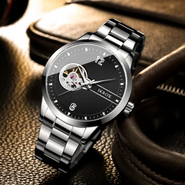 SKROX Original Luxury Brand Waterproof Tourbillon Automatic Clock Steel Skeleton Mechanical Man Watch Business Male Wristwatches 2