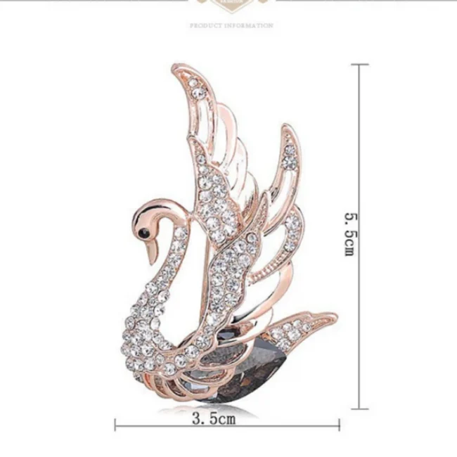 Korean Red Swan Flapping Crystal Brooches For Women Luxury Design Animal Bird Casual Office Party Brooch Pins Jewelry Gifts 3
