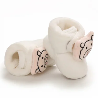 Winter baby shoes 0-18M thick and plush warm cotton shoes for boys and girl cute soft and non slip walking shoes 4