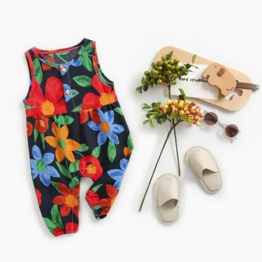 Sanlutoz Flowers Baby Girls Bodysuits Sleeveless Summer Baby Bodysuit Cotton Baby Clothing for Newborn 4