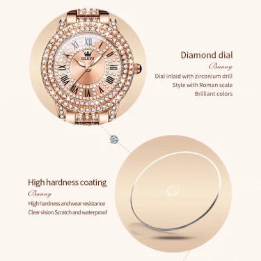 OLEVS 9943 Original Diamond Watch for Women Luxury Elegant Stainless steel Waterproof Quartz Wristwatch Fashion Ladies' Watches 4
