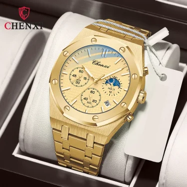 CHENXI Luxury High Quality Watch For Men Stainless Steel Chronograph Quartz Wristwatches Fashion Sports Waterproof Watches Male 3
