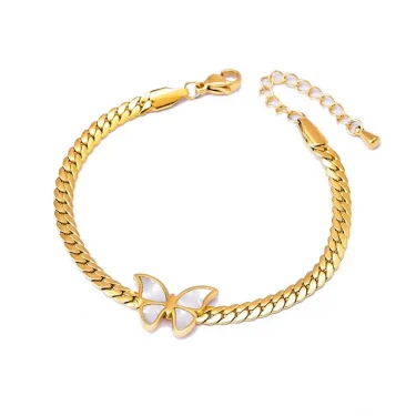 316L Stainless Steel Natural Seashells Butterfly Pendant Charms Chain Necklace Bracelet Earring Fashion High Jewelry Party Gifts 6