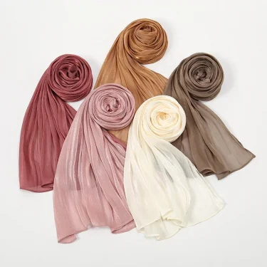 Muslim Fashion Hijab Scarf Head Scarf Headwraps For Muslim Women Head Wrap Islamic Shimmer Silk Shawl Luxury scarfs 180*70cm 4