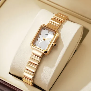Women Gold Square Watch Simple Korean Version Female Student Fashion Stainless Steel Bracelet Quartz Wristwatches Clock Gift 3