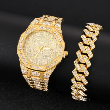 Iced Out Watch for Men Gold Watch for Men Hip Hop Fashion Cool Bling Bling Gold Diamond Luxury Mens Watch Dropshipping Relogio 5