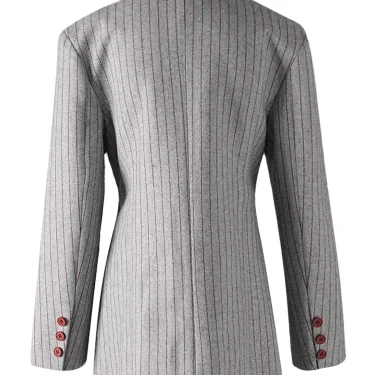 EAM Women Gray Striped Irregular Pleated Elegant Blazer New Lapel Long Sleeve Jacket Fashion Tide Spring Autumn 2024 CPDB342 3
