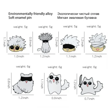 Enamel Pin Kawaii Anime Role Eye Mask Cute Manga Brooches Badge Jujutsu Kaisen Anime Accessories For Backpack Gojo Satoru Cats 6