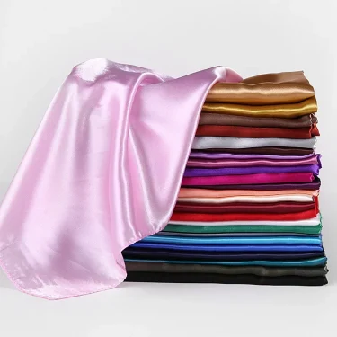 90cm Solid Colors Neckerchief Hijab Scarf For Women Silk Satin Headband Hair Scarves Female Square Shawls Head Scarfs For Ladies 1