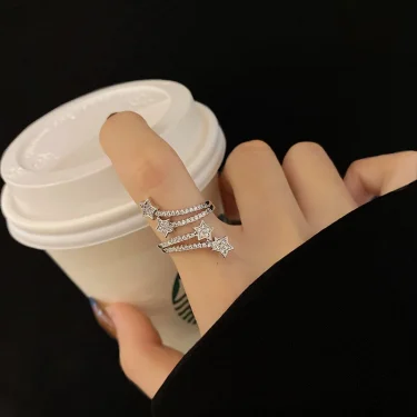 Korean New Exquisite Geometric Round Ring Women's Fashion Luxury Zircon Finger Ring Simple Temperament Versatile Jewelry 6