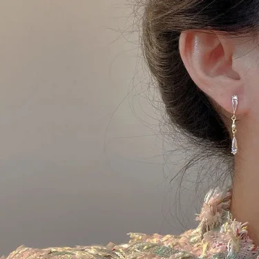 Korean Long Tassel Zircon Dangle Earrings for Women Luxury Full Rhinestone Gold Color Drop Earrings Wedding Party Jewelry Gift 3