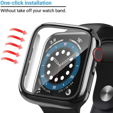 Glass+cover For Apple Watch Case 44mm 40mm 45mm 41mm 42mm 38mm Accessories Plated Screen Protector iWatch series 9 8 6 5 3 se 7 3