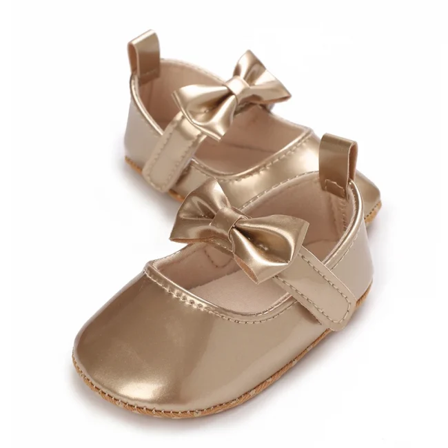 Fashionable Series Baby Shoes Girl Baby Cute Bow PU Princess Shoes Soft Cloth Sole Comfortable Walking Shoes Spring and Autumn 3