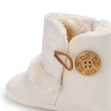 Baby Autumn Winter Boots Baby Girl Boys Winter Warm Shoes Solid Fashion Toddler Fuzzy Balls First Walkers Kid Shoes 0-18M 5